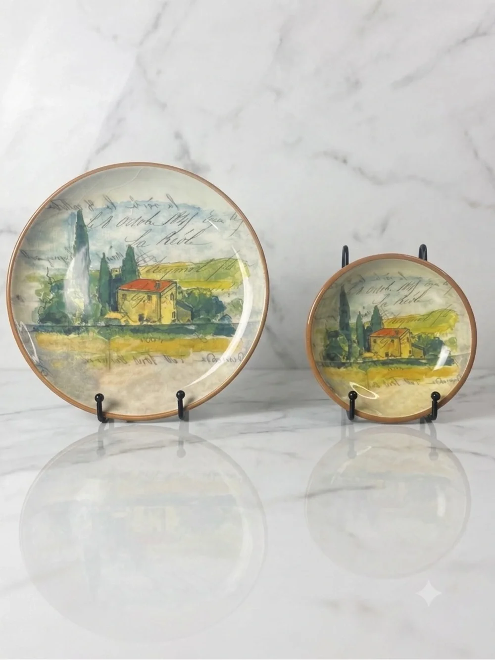 Paysage Salad/Dessert Plate With Dipping Bowl By artist Marc Lacaze